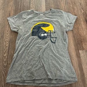 Grey Michigan football helmet shirt